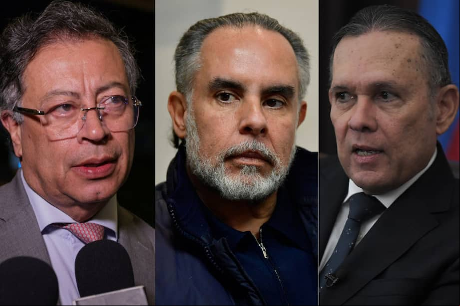 El presidente Gustavo Petro; el ministro del Interior, Armando Benedetti; y el presidente del Congreso, Efraín Cepeda.
