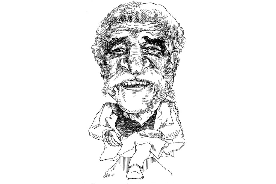 Caricatura de Gabriel García Márquez realizada por el peruano Carlos Bernales y cedida por el artista a El Espectador.
