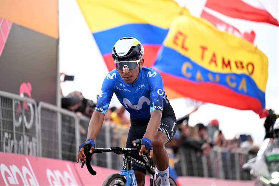Nairo Quintana en la jornada 15 del Giro de Italia, considerada la etapa reina, en la que llegó segundo por detrás de Tadej Pogacar.