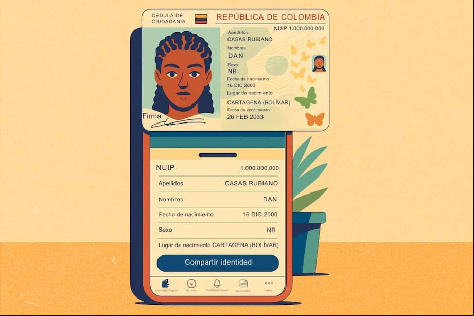 Actualmente, ninguna persona no binaria ha podido acceder a la cédula digital. (Ilustración generada con asistencia de la IA)
