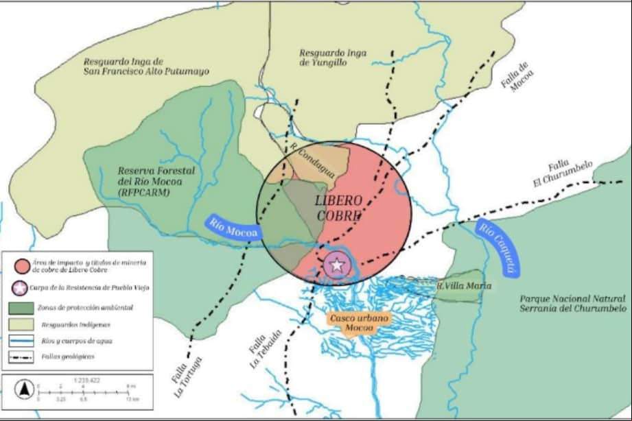 Mapa de Afectación Socioterritorial por Minería de Cobre en Mocoa - Putumayo 2025